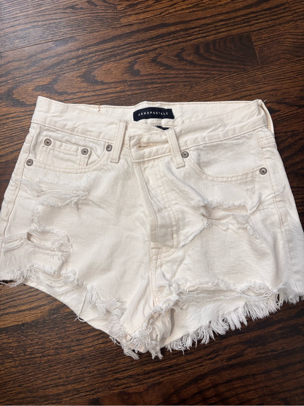 Brand New Aeropostale white distressed shorts